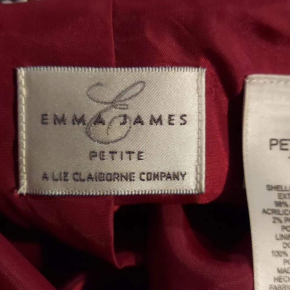 Emma James Petite red white tweed single breasted blazer Size 10P - Picture 5 of 9